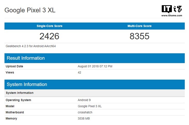 Pixel 3 XL跑分现身Geekbench:搭载骁龙845